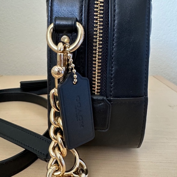 Coach Camera Bag in Signature Embossed Leather, Black - Picture 4 of 6